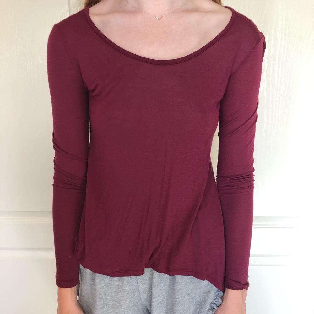 maroon long sleeve shirt